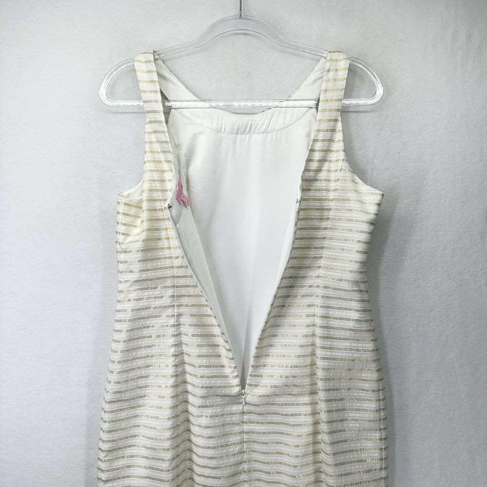 Lilly Pulitzer Henley Corded Organza Gold Stripe Knee Length Dress Size 8 - Picture 9 of 16